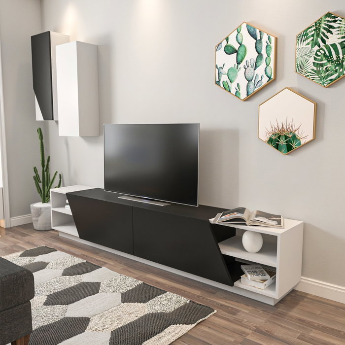 Hanah Home Mueble de TV Zebra Blanco y Negro
